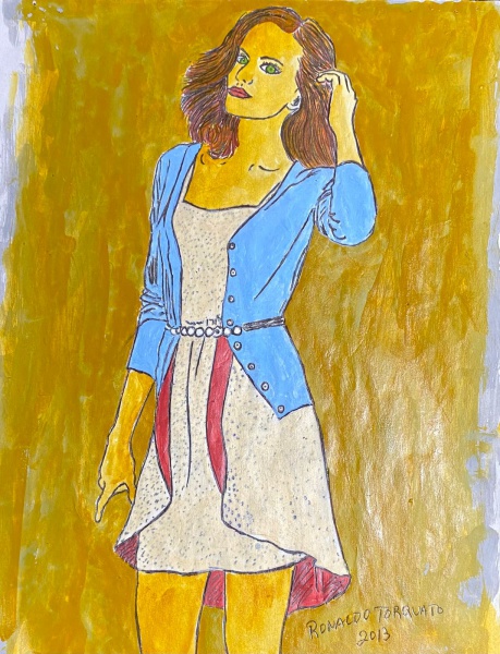 RONALDO TORQUATO (Rio de Janeiro, 1957) - 'Figura Feminina" Técnica mista sobre papel, A.C.I