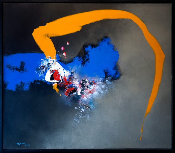 Yugo Mabe - Abstrato (Azul e amarelo) - Acrílica sobre tela - 130x150cm - a.c.i.e