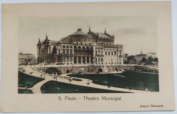 Cartão Postal Teatro Municipal São Paulo, Ed. Malusardi. Circulado.
