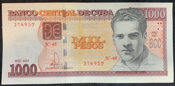 CUBA - 2023 - CÉDULA 1000 PESOS - VALOR DE CAMBIO ATUAL R$ 215 - FE