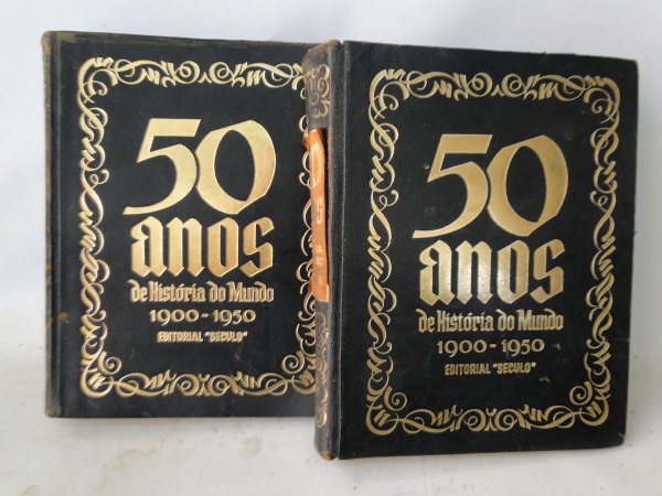 02 GRANDIOSOS VOLUMES: 50 ANOS DA HISTÓRIA DO MUNDO (1900-1950) - EDITORIAL SÉCULO - CAPA DURA EM CO