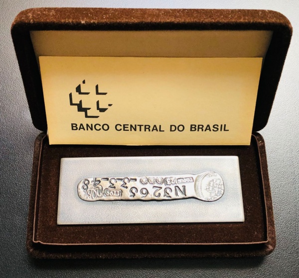 Reprodução Em Prata da Barra de Ouro de Vila Rica - Prata (.900) - 140g - Banco Central do Brasil -