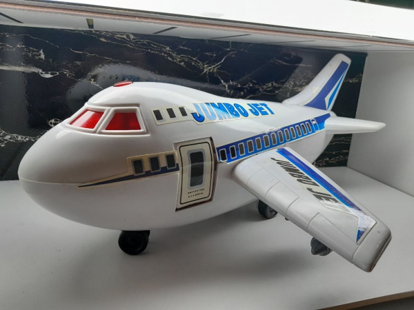 Brinquedo Avião Jumbo Jet, Anos 80, Novo na Caixa, 45cm