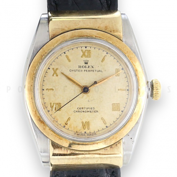 Relógio original Rolex Bubbleback capuz 33mm ano 1945, automático, referência 3065, material da caixa aço e ouro, mostrador em acrílico, pulseira de couro. A garantia do item em questão é somente no que se refere à sua autenticidade. Funcionando mas não revisado.