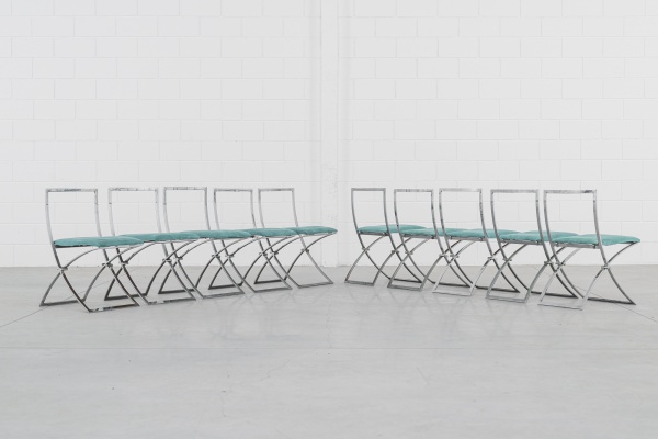 Marcello Cuneo- Italia- 1960- Conjunto com 10 cadeiras Luisa dobráveis