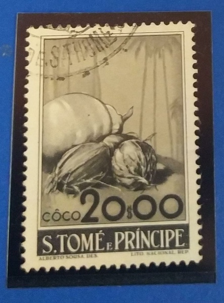 SELOS DE SÃO TOMÉ E PRINCIPE - 1948 Fruits - 386BI20E Preto/Cinzento - USADO