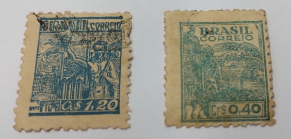 2 Selos Brasil - 1946 - Raríssimo - Netinha Trigo - Selo Regular   - 0,40 centavos  ( raro ) -  1,20