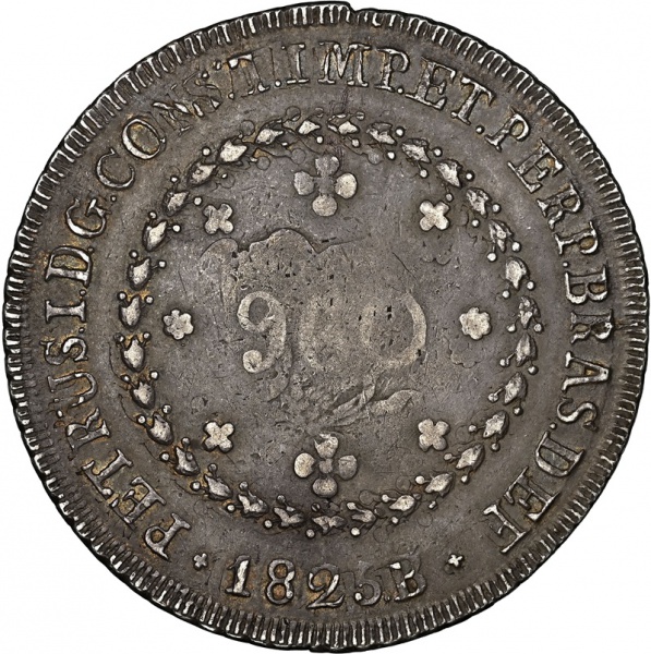 Relogios . BRASIL - 960 RÉIS - 1825R - SOB/FC - REVERSO INCLINADO foto 1