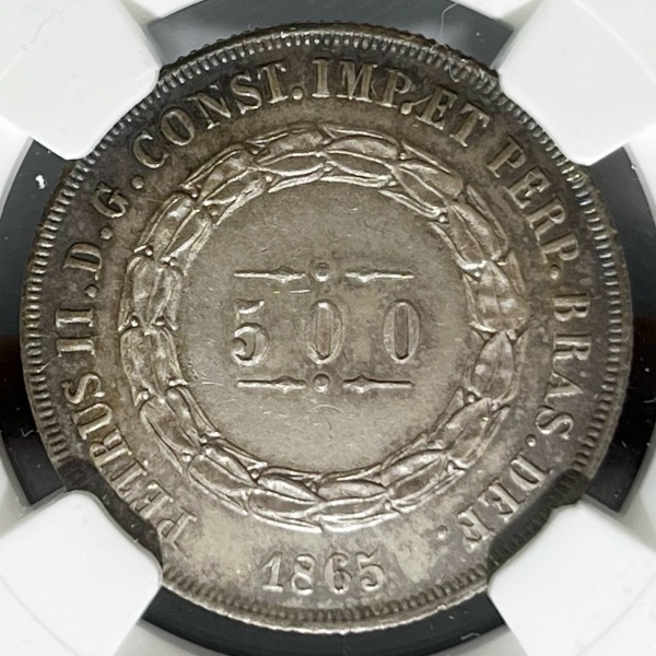 Relogios . BRASIL - 500 RÉIS - 1861 - FLOR DE CUNHO - GRADUADA NGC foto 1