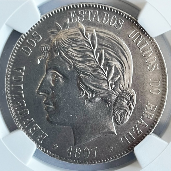 Relogios . BRASIL - 2000 RÉIS - 1867 - SOB/FC - GRADUADA NGC AU55 foto 7