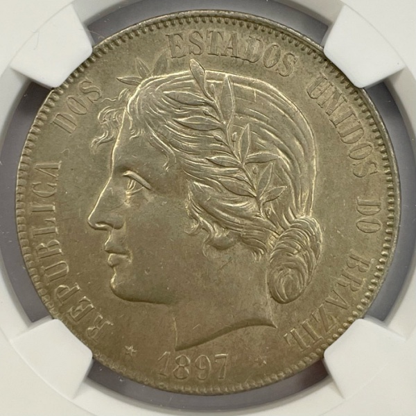 Relogios . BRASIL - 2000 RÉIS - 1891 - SOB/FC - GRADUADA NGC AU DE foto 1
