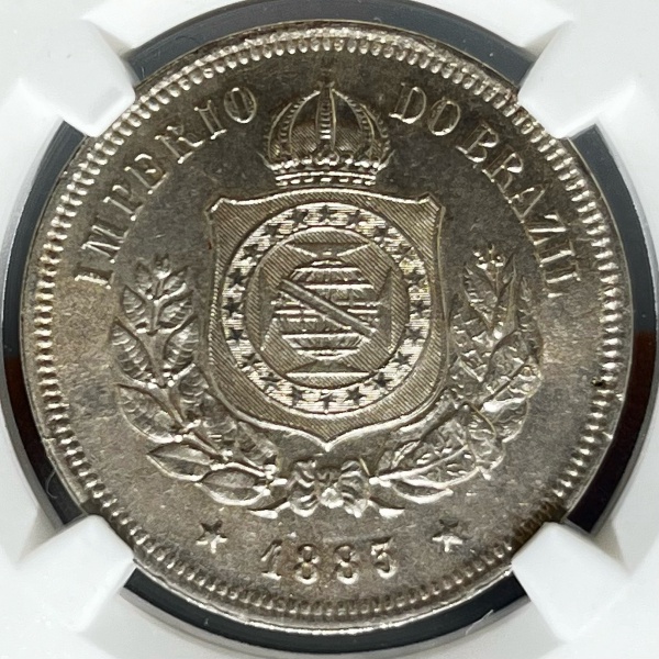 Relogios . BRASIL - 40 RÉIS - 1900 - FLOR DE CUNHO - GRADUADA NGC foto 8
