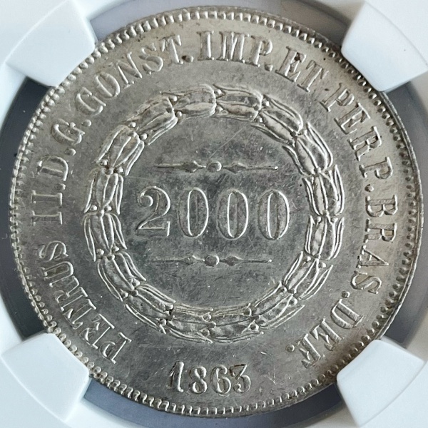 Relogios . BRASIL - 2000 RÉIS 1864 -  SOBERBA / FLOR DE CUNHO - GR foto 1