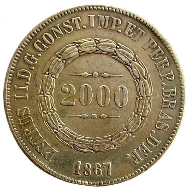 Relogios . BRASIL - 2000 RÉIS 1864 -  SOBERBA / FLOR DE CUNHO - GR foto 2
