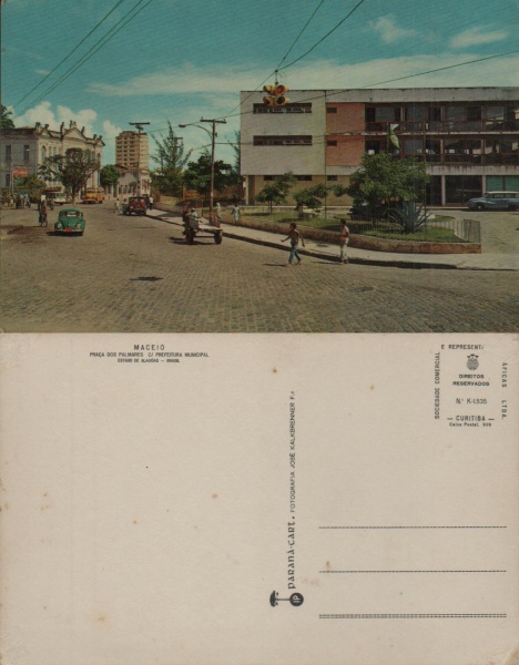 Cartão Postal Maceió, AL Praça dos Palmares com Prefe
