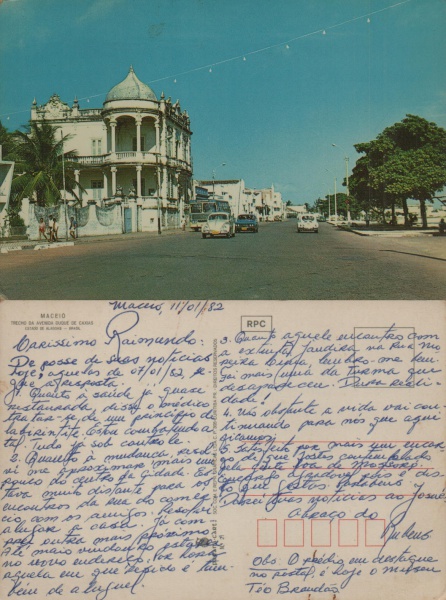 Cartão Postal Maceió, AL Trecho da Avenida Duque de C