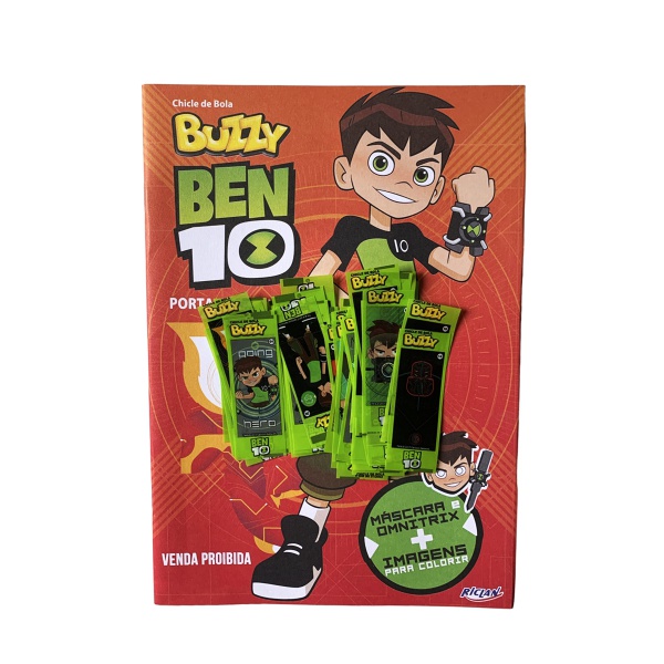ÁLBUM FIGURINHAS: BEN 10 - CHICLÉ DE BOLA BUZZY - ANO: 2017