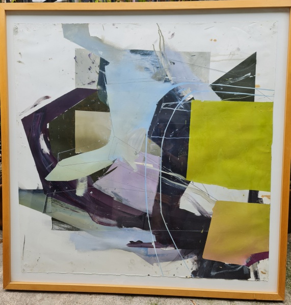 Joias . Cadu Costa  óleo sobre papel com etiqueta da galeria vermelha 1,10 x 1,10