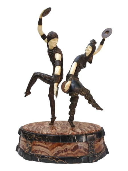 DEMETRE CHIPARUS (1888-1950) -  "Dançarinos de címbalos" -1925 - Importante grupo escultóric