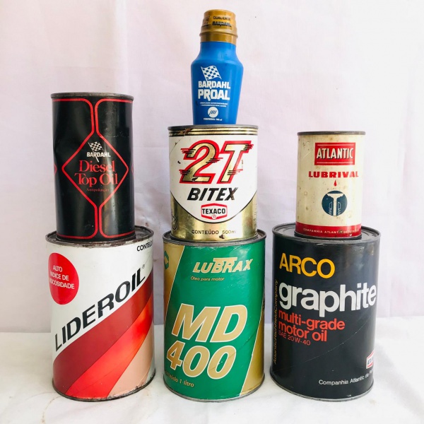 Lote 6 Latas de Óleo Antigas sendo ARCO GRAPHITE (cheia 1 Litro