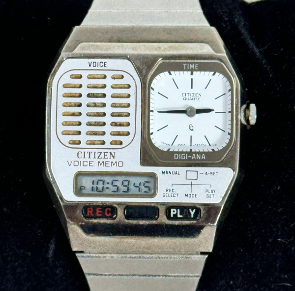 Citizen - Raro relógio Citizen Voice Memo Digi-Ana caixa em aço e