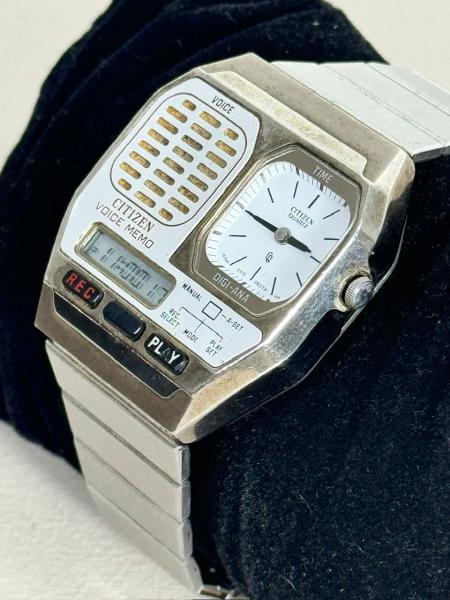 Citizen - Raro relógio Citizen Voice Memo Digi-Ana caixa em aço e
