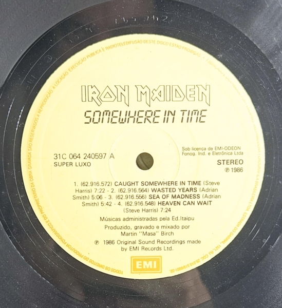 LP Vinil: IRON MAIDEN / Álbum: SOMEWHERE IN TIME / Ano: 1986