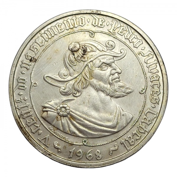 Moeda de Portugal - 50 Escudos (Pedro Alvares Cabral)1968 500º