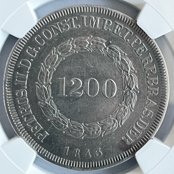 Relogios . PI155 - 2000 RÉIS 1865 - P624 - GRADUADA NGC MS61 - 290 foto 7