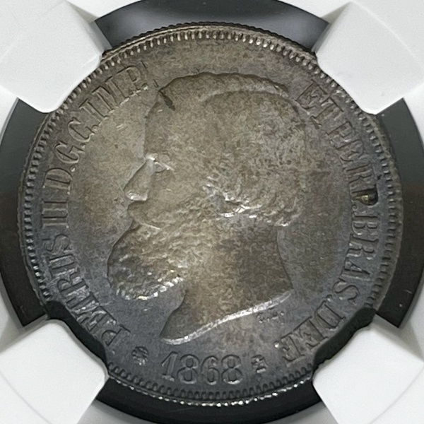 Relogios . PI238 - 2000 RÉIS 1864 - P623 - GRADUADA NGC AU DETAILS foto 5