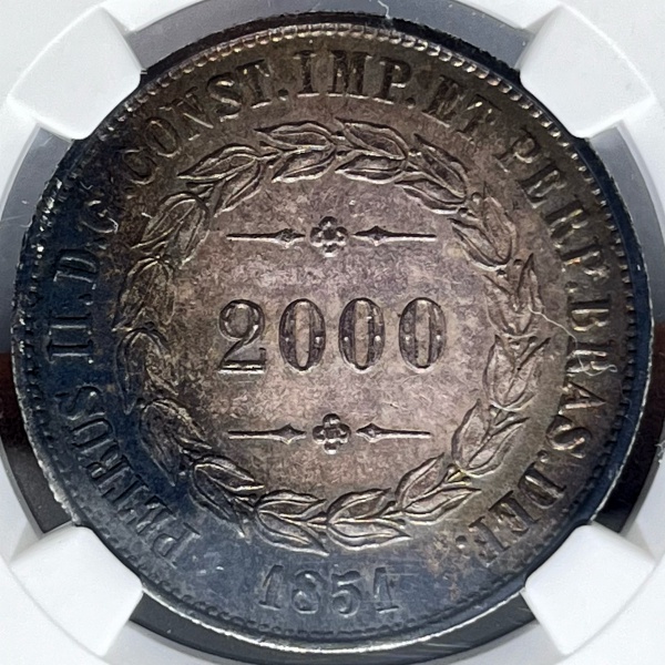 Relogios . PI254 - 500 RÉIS 1865 - P598 - GRADUADA NGC UNC DETAILS foto 6