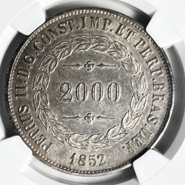 Relogios . PI291 - 1000 RÉIS 1854 - P602 - GRADUADA NGC UNC DETAIL foto 3