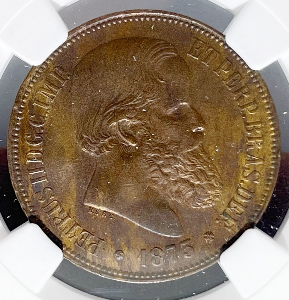 Relogios . BR041 - 40 RÉIS 1900 - FC - GRADUADA NGC MS63 RB - 2908 foto 3