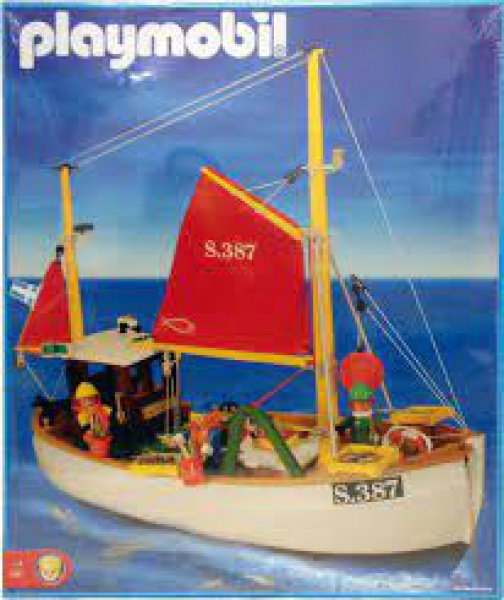 PLAYMOBIL BARCO DE PESCA MOTOR UTILIZA PILHA #3551 MANUFATURA