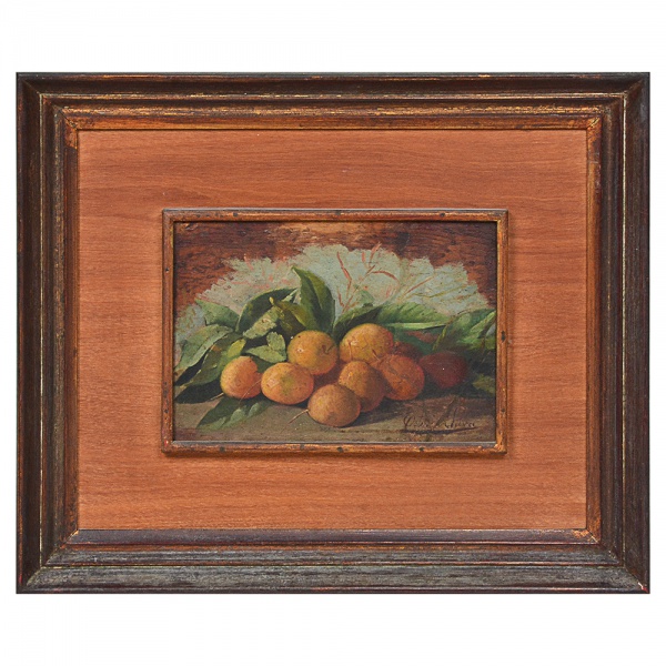ESTEVÃO SILVA (1845-1891)-  Natureza morta - OSM - Assinado no CID, emoldurado e medindo: 15 x 21cm