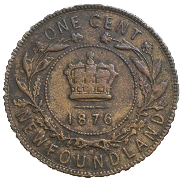 Moeda de Newfoundland (Província Canadense) - 1 Cent - Victoria - 1876 - Bronze • 5.67 g • 25.33 mm - KM#1