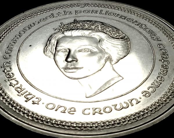 Moeda de Ilha de Man 1 CROWN (Libra Manesa) ano 1984 Comemorativa