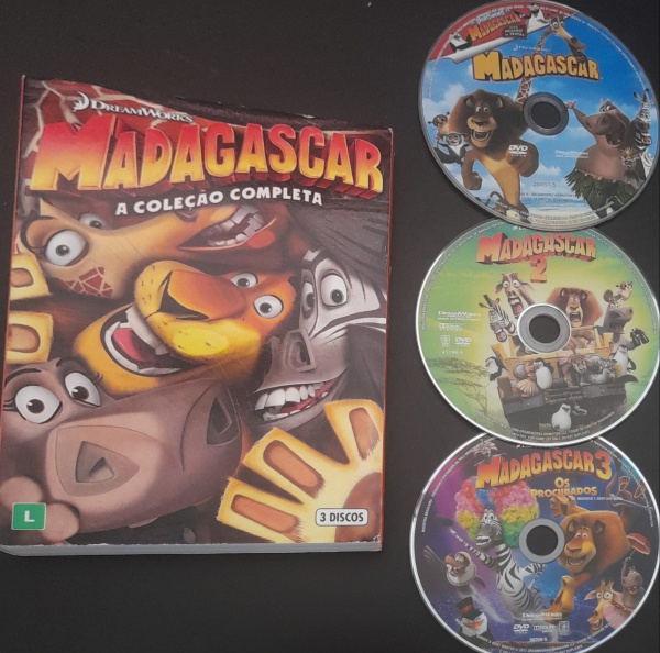 Box Madagascar 3 Discos - Coleção Completa - Produção DreamWorks