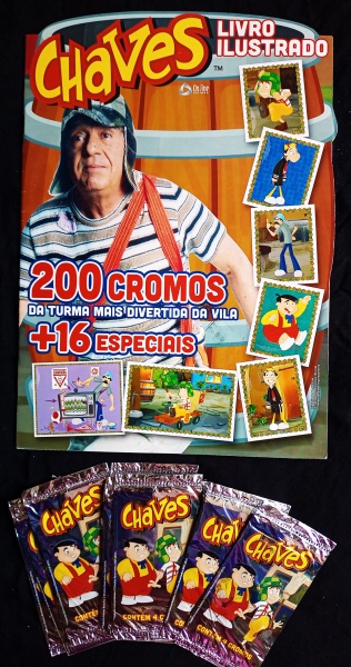 ALBUM DE FIGURINHAS CHAVES VAZIO - ACOMPANHA 10 ENVEL
