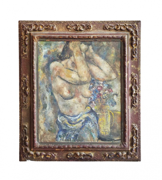 Autoria não identificada: "Sem título" , óleo s. tela , ass. inf. esq. não identificada. Med. Mi 63 x 52 cm Me 83 x 72 cm