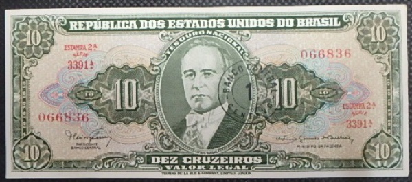 Nota De 1 Cruzeiro Da Republica Dos Estados Unidos Do Brasil