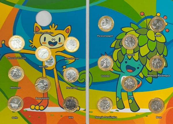 Álbum Olimpiadas 2016 (Novo Desenho) com as 16 Moedas F