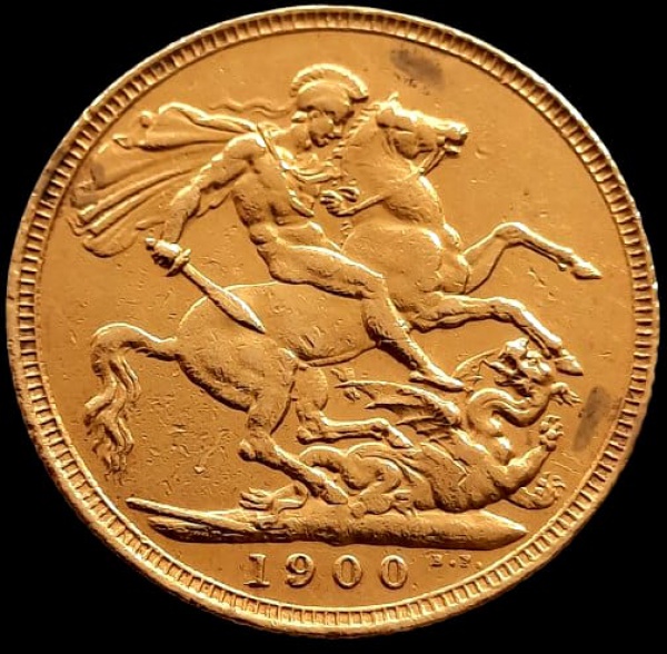 Inglaterra - 1900 - 1 libra - São Jorge com dragão - Ouro 0.917, 7.99g, 22.05mm - LANCE LIVRE