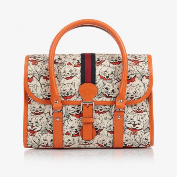 Bolsas . Autêntica Bolsa Gucci de mão, coleção nova. Estampa de gatinho, com caixa e ...