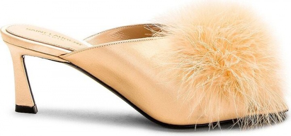 Joias . Autêntico Mule Yves Saint Laurent Satin Feather Trim novo sem uso, 36.5europa, ...