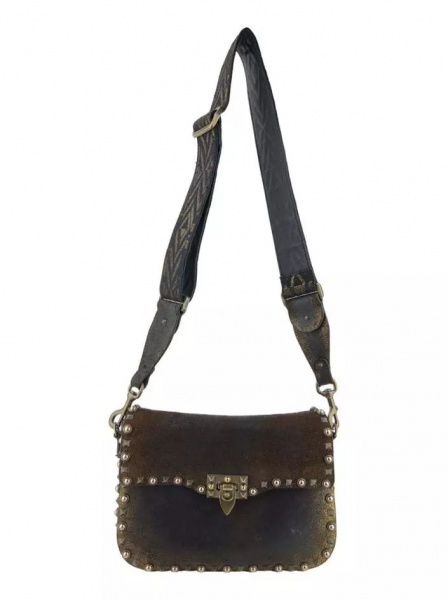 Bolsas . Autêntica Bolsa Valentino Rockstud Marrom completa com duas alças, em perfeito ...