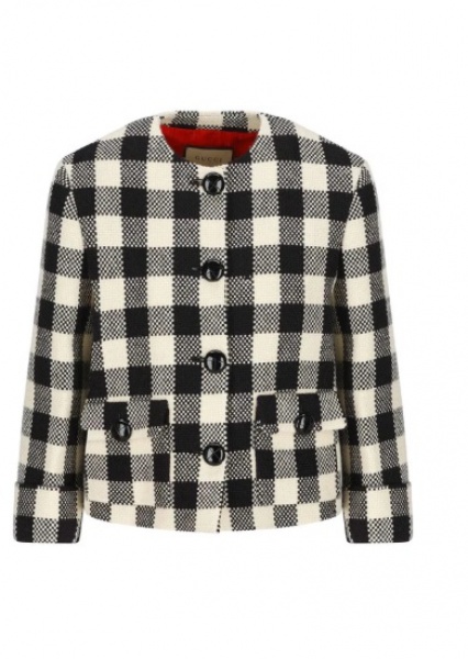 Joias . Autêntica Jaqueta de lã Gucci GINGHAM-CHECK - Nova com etiqueta - Tamanho 42br
