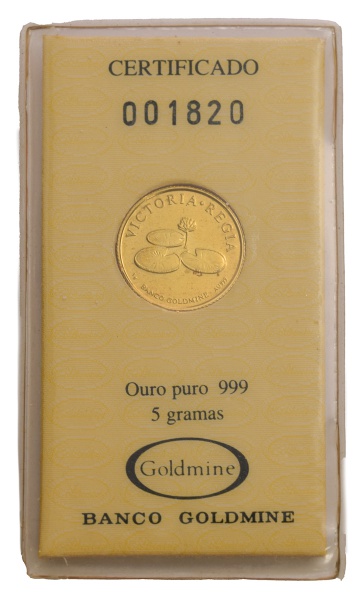 Barra de Ouro do Banco do Brasil - Victoria Regia - 1992 - Ouro