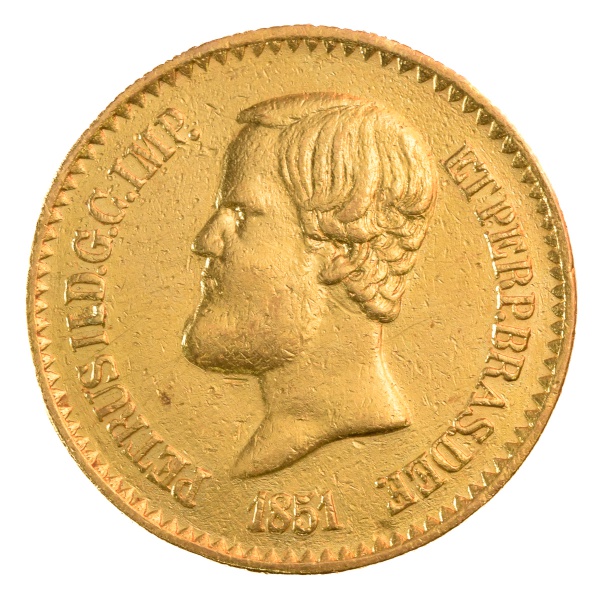 Moeda do Brasil - 20.000 Réis - 1851 - Império - Ouro(.917) - 17,9 g - Cat. AI O635