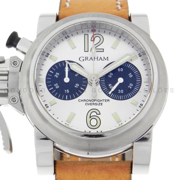 Relógio Graham Chronofighter Oversized - Ref. 2OVAS - Caixa em Aço - Pulseira em Couro - Tamanho da caixa: 47 mm - Funções: Horas - Minutos - Segundos - Cronógrafo - - Movimento: Automático Cal. 1722 - Visor: Cristal de Safira - Ref. 2OVAS.S01A.L50B - Acompanha: Certificado Graham Watch Passport - Certificado The Watch Register